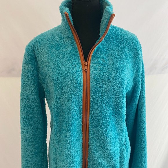 tek gear Jackets & Blazers - SOLD Tek Gear You've Got This Blue Contrast Brown Fleece Zip Front Jacket NWOT
